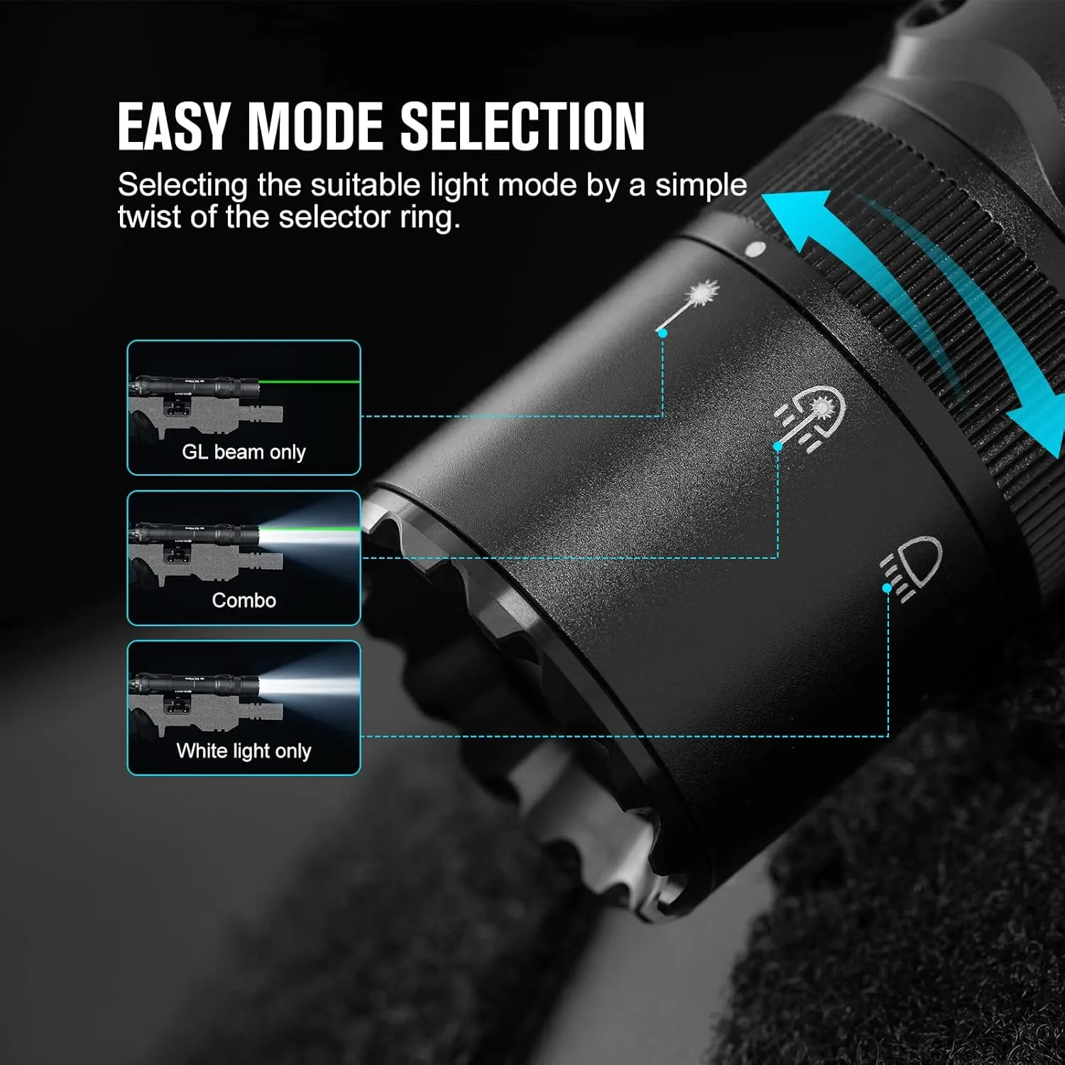 OLIGHT Odin GL 1500 Lumens Picatinny Rail Mount Rechargeable Tactical Flashlight with Green Beam and White LED Combo, Removable Slide Rail-Mount and Dual-Button Remote Pressure Switch (Black)