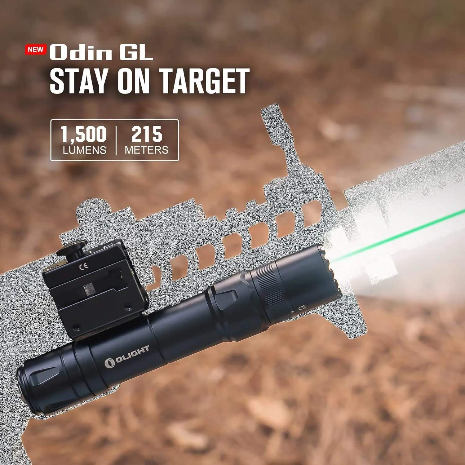 OLIGHT Odin GL 1500 Lumens Picatinny Rail Mount Rechargeable Tactical Flashlight with Green Beam and White LED Combo, Removable Slide Rail-Mount and Dual-Button Remote Pressure Switch (Black)