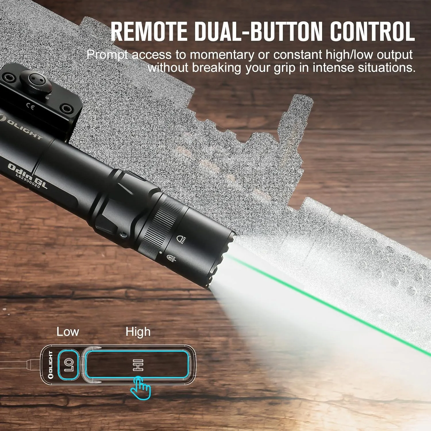 OLIGHT Odin GL 1500 Lumens Picatinny Rail Mount Rechargeable Tactical Flashlight with Green Beam and White LED Combo, Removable Slide Rail-Mount and Dual-Button Remote Pressure Switch (Black)