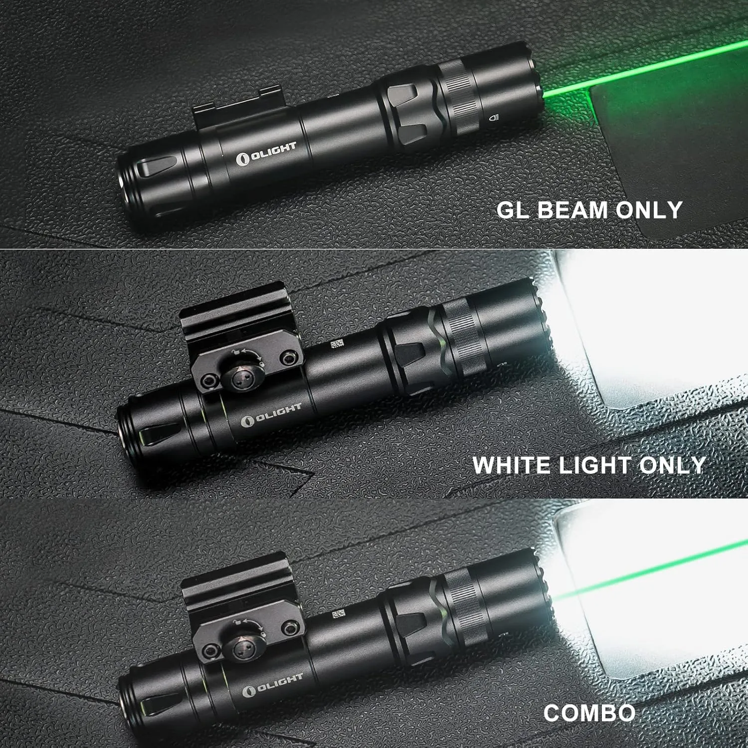 OLIGHT Odin GL 1500 Lumens Picatinny Rail Mount Rechargeable Tactical Flashlight with Green Beam and White LED Combo, Removable Slide Rail-Mount and Dual-Button Remote Pressure Switch (Black)