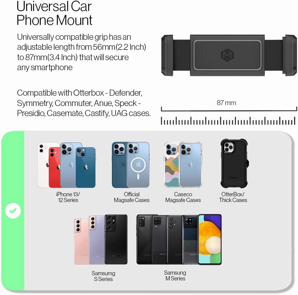 One Touch Grip Air Vent Mount - Universal Car Phone Holder | Quick Grip Design | Compatible with All Mobile Phones - iPhone, Samsung Galaxy, and More. Enjoy Hands-Free Convenience!