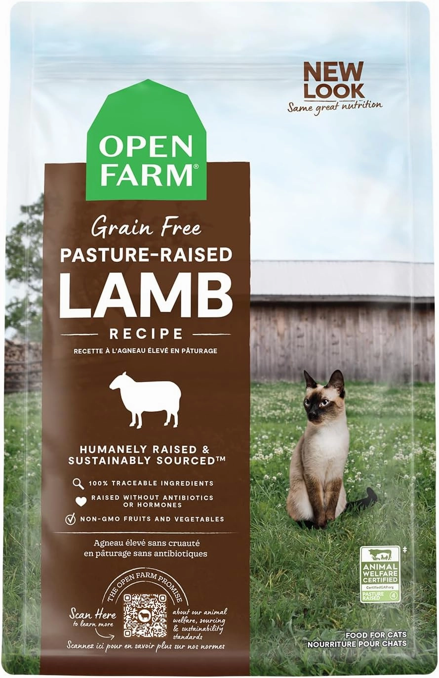 Open Farm Pasture-Raised Lamb Grain-Free Dry Cat Food, Humanely Raised Lamb Recipe with Non-GMO Superfoods and No Artificial Flavors or Preservatives, 4 lbs