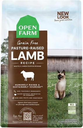 Open Farm Pasture-Raised Lamb Grain-Free Dry Cat Food, Humanely Raised Lamb Recipe with Non-GMO Superfoods and No Artificial Flavors or Preservatives, 4 lbs
