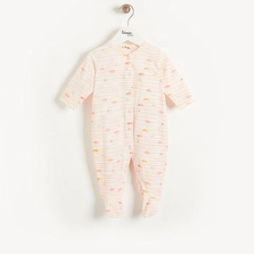 Organic Cotton Sleepsuit and Teething Ring Cloud Stripe Gift Box