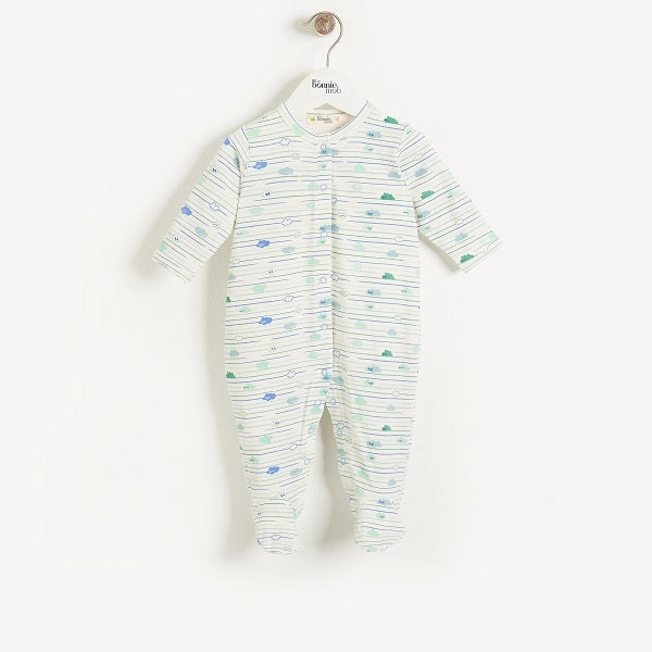 Organic Cotton Sleepsuit, Blanket and Teething Ring Cloud Stripe Gift Box