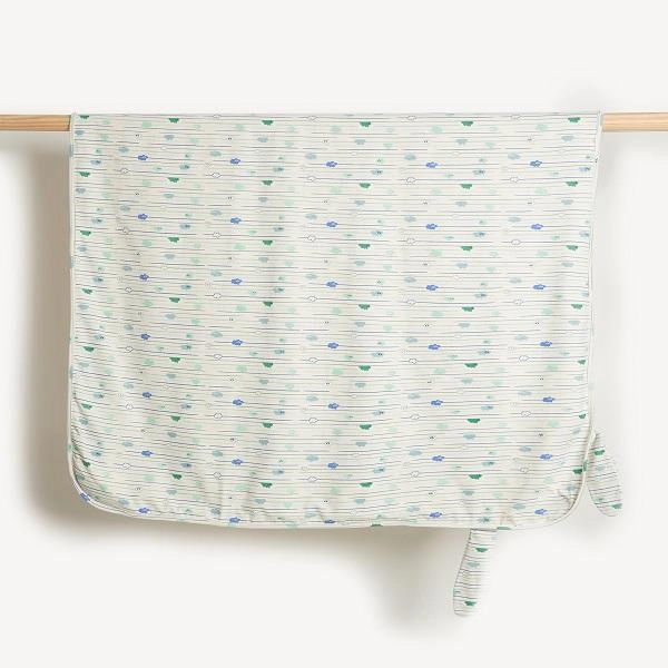 Organic Cotton Sleepsuit, Blanket and Teething Ring Cloud Stripe Gift Box