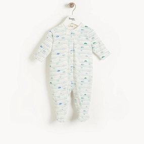 Organic Cotton Sleepsuit, Blanket and Teething Ring Cloud Stripe Gift Box