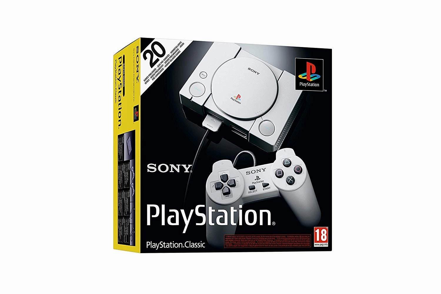 Original Sony PlayStation Classic Mini Console With 20 Classic Games (Renewed)