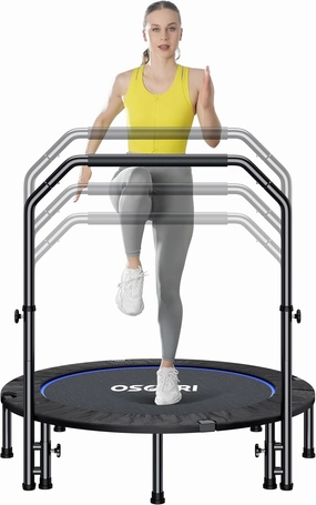 Osoeri 48" Rebounder Trampoline Foldable for Adults Max Load 450lbs, Mini Trampoline with Adjustable Foam Handle for Adults, Fitness Trampoline Indoor/Garden Workout