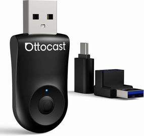 OTTOCAST Mini 2in1 Wireless Carplay Adapter for Apple iPhone with GPS Passthrough, Android Auto Car Adapter, Plug & Play, Convert Wired to Wireless Car Play Dongle to USB& USB-C, No Delay