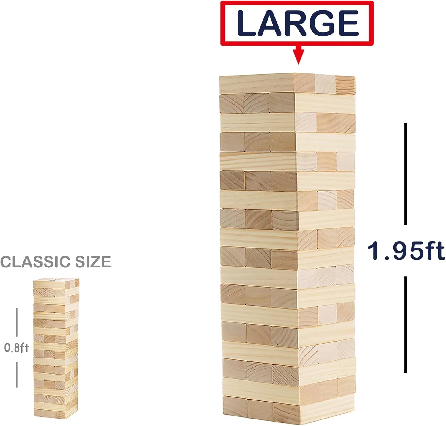 Outdoor Games Giant Tower Game Stacking Backyard Game Start from 2Ft to Over 4.2Ft Includes Customized Scoreboard and Carrying Case