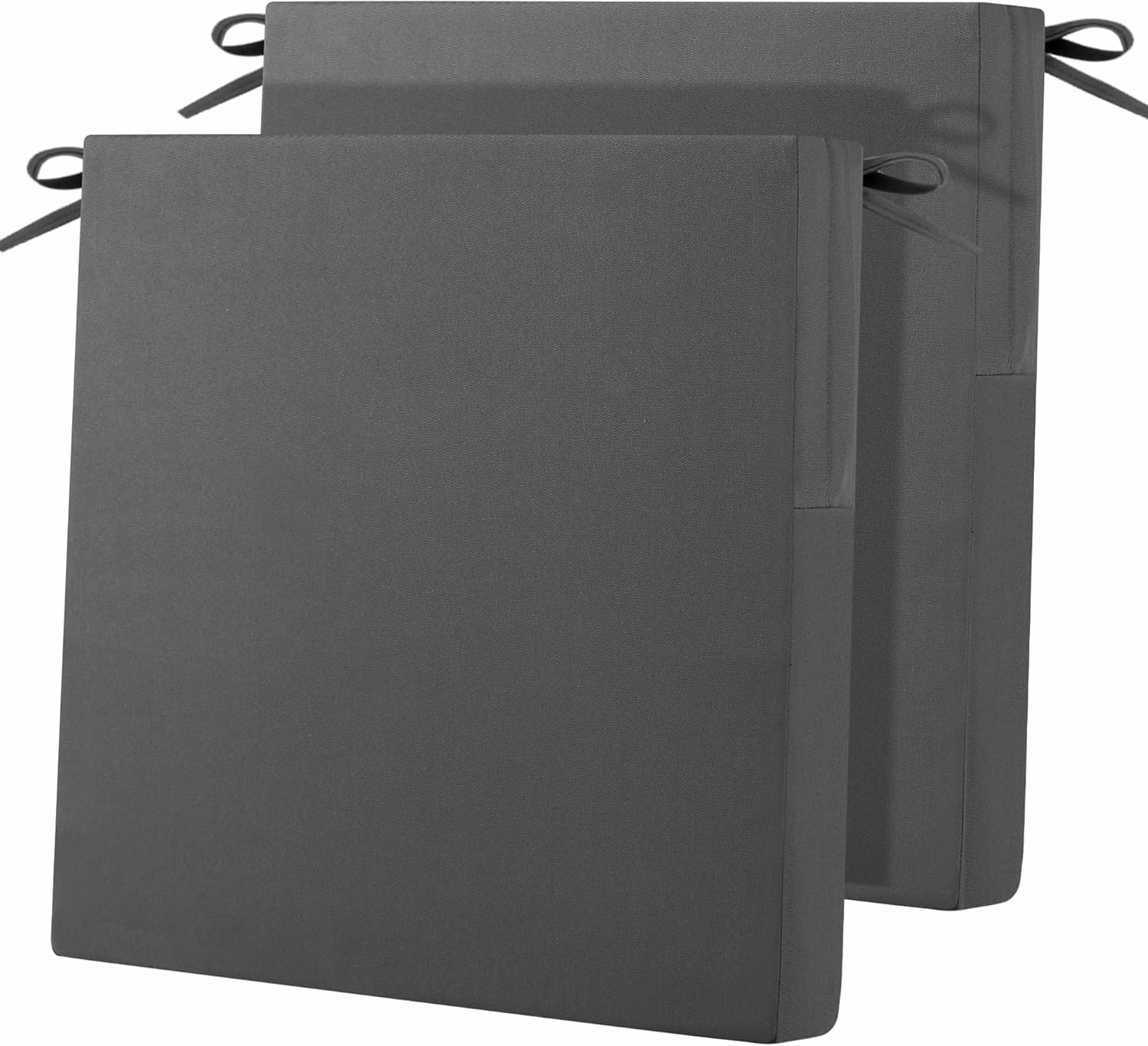 Outdoor Chair Cushions Patio for Furniture Set of 2 Seat Outside Waterproof 19 x 19 x 3 Inch Pads Thick Seating Large Square Dark Grey