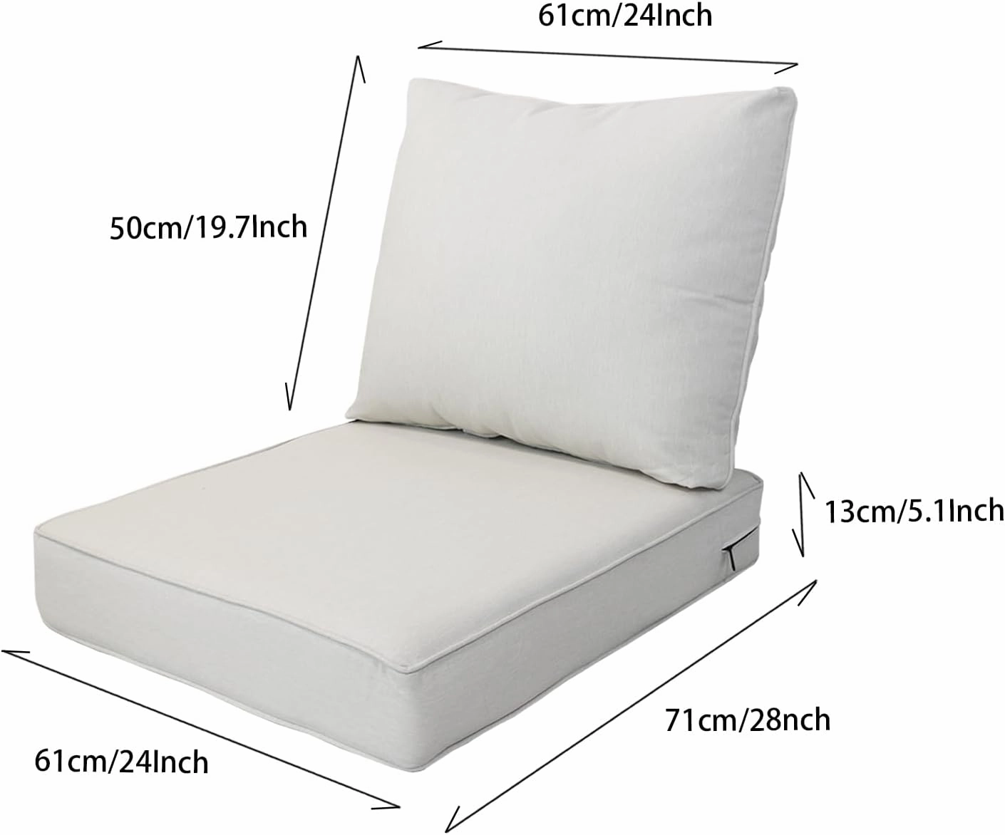 Outdoor Deep Seat Cushions Set 24x28 inch Outdoor Deep Seat Cushions Set:Resilient Foam Filling,All Weather Resistant Patio Cushions Patio Furniture,Almond 2 Sets