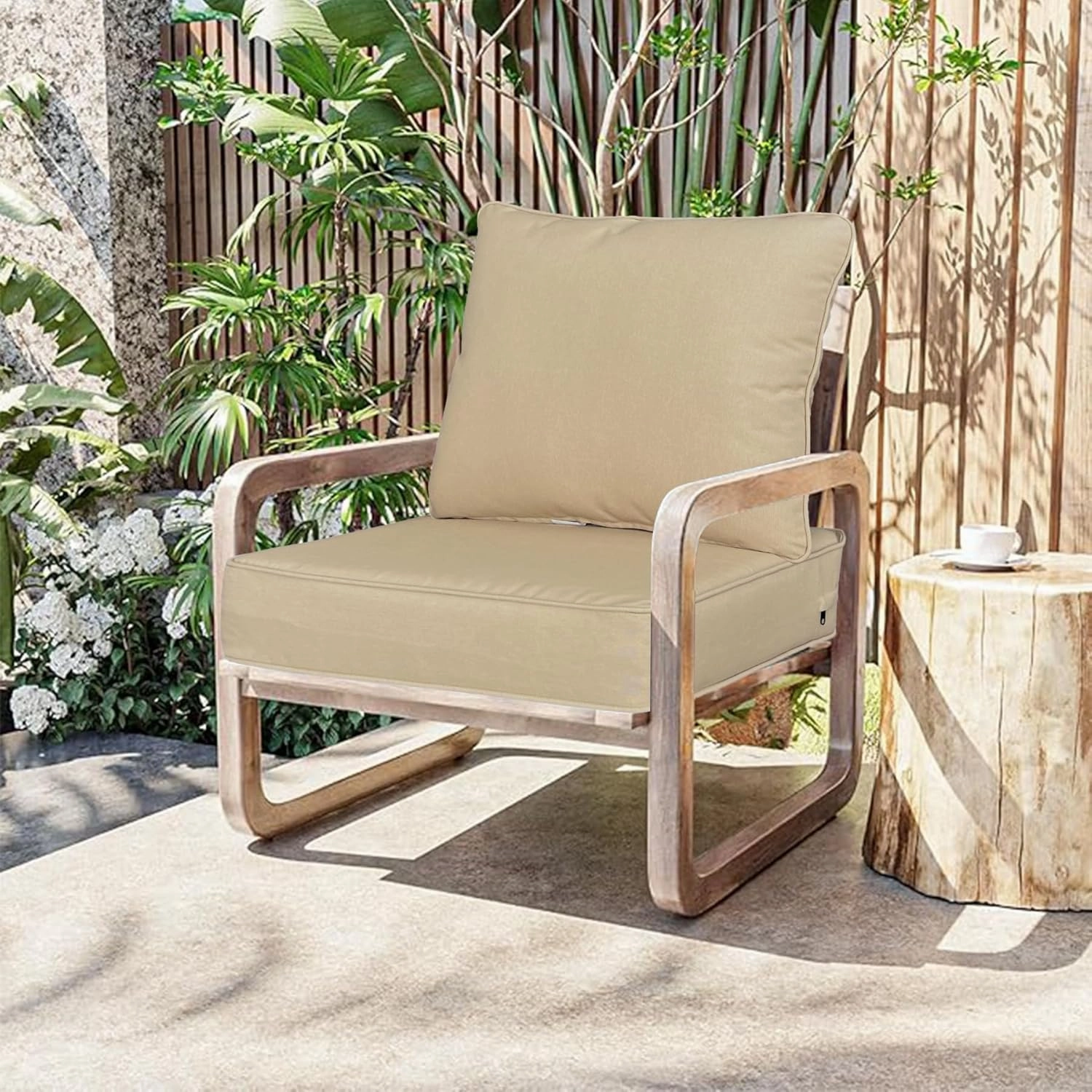 Outdoor/Indoor 22x24 inch Deep Seat Patio Cushions Set of 1 Resilient Foam Filling Water Repellent Stain-Resistant UV Resistant Weather Resistant Patio Cushions Beige