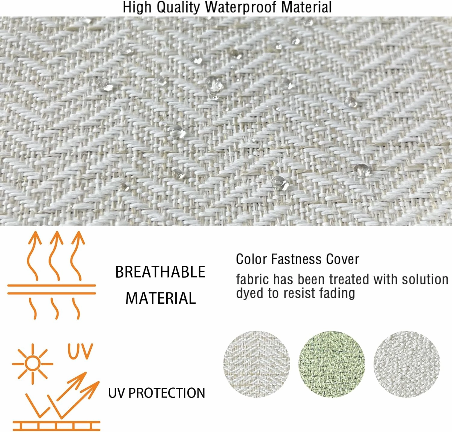 Outdoor/Indoor 22x24 inch Deep Seat Patio Cushions Set of 2 Resilient Foam Filling Water Repellent Stain-Resistant UV Resistant Weather Resistant Patio Cushions Cream White Bamboo