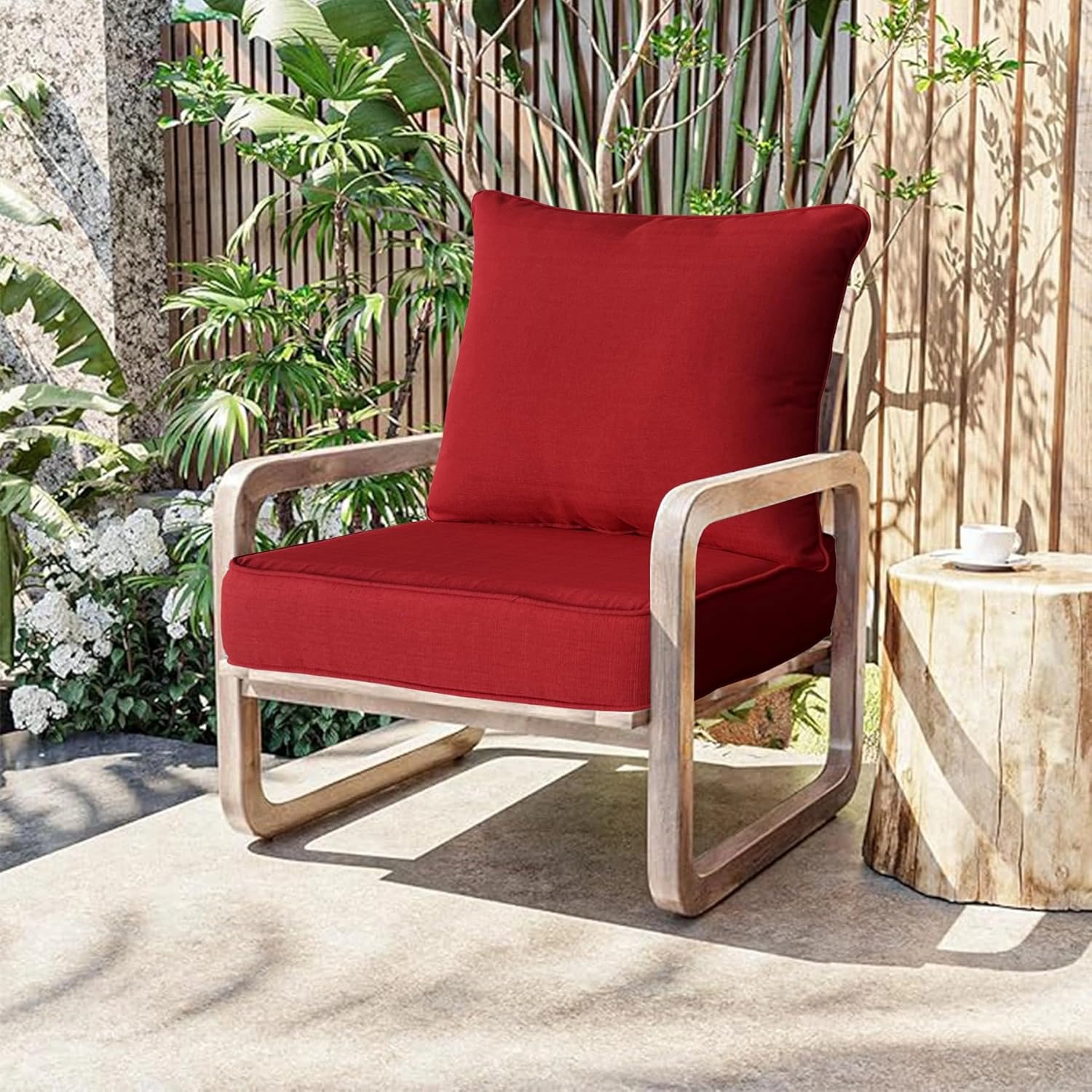 Outdoor/Indoor 22x24 inch Deep Seat Patio Cushions Set of 2 Resilient Foam Filling Water Repellent Stain-Resistant UV Resistant Weather Resistant Patio Cushions Red