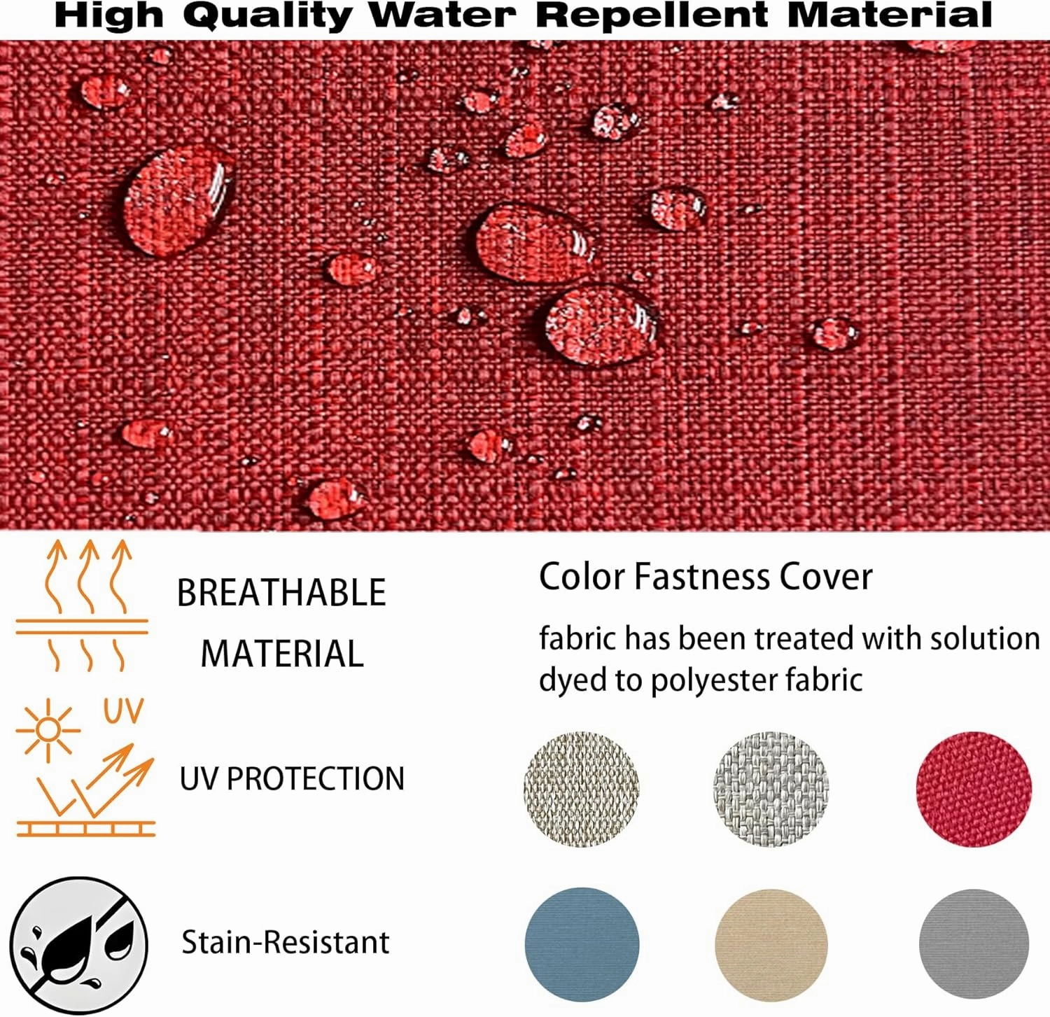 Outdoor/Indoor 22x24 inch Deep Seat Patio Cushions Set of 2 Resilient Foam Filling Water Repellent Stain-Resistant UV Resistant Weather Resistant Patio Cushions Red
