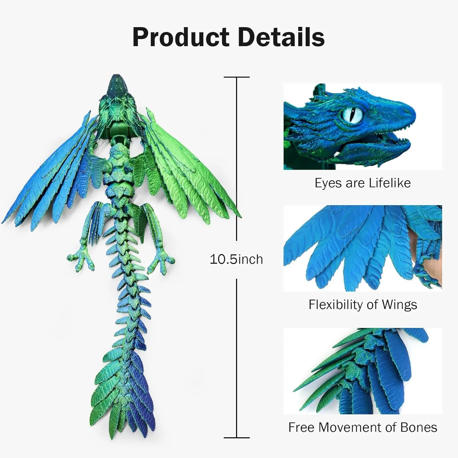 Outgoto 2 Pack Feathered Wyvern 3D Printed Articulated Dragon, Collectible Fantasy Dragon Figure for Anxiety Relief, Desktop Pet,Easter Basket Stuffers (Flamefrost Aetherwave)