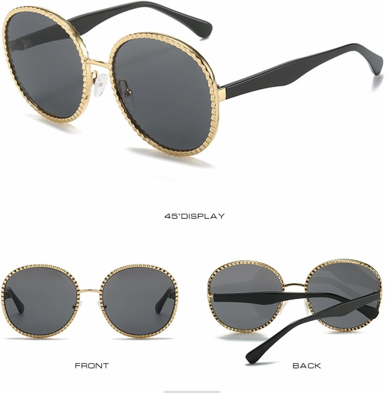 Oversized Oval Metal Sunglasses Women Men Fashion Retro Metal Sun Glasses Travel Shades Uv400