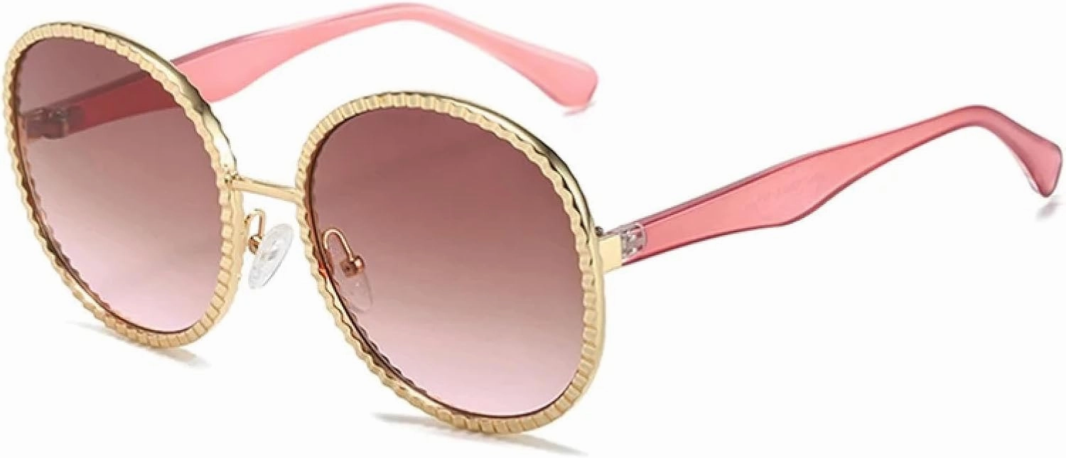 Oversized Oval Metal Sunglasses Women Men Fashion Retro Metal Sun Glasses Travel Shades Uv400