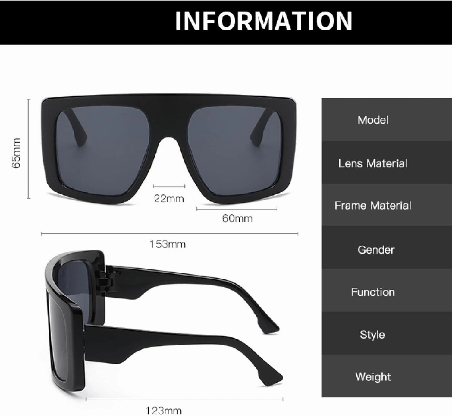Oversized Sunglasses Women Retro Black Gradient Sun Glasses for Men Big Frame Sunglass Uv400