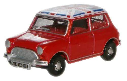 Oxford Diecast Tartan Red/Union Jack Austin Mini - 1:120 Scale