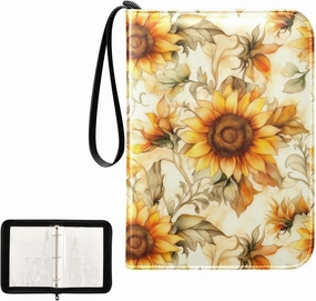 Painting Sunflowers Card Binder 4 Pocket, Trading Card Holder Fits 400 Game Cards with 50 Removable Sleeves, MTG Card Case Standard Size