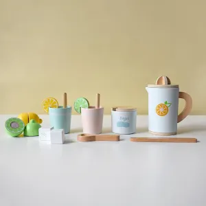 PairPear Wooden Toys Lemonade Playset,Kids Play Food Pretend Play Lemonade Stand Kit,Play Kitchen Grocery Maket Acessories Gift for Toddler Girls and Boys 3 Years 
