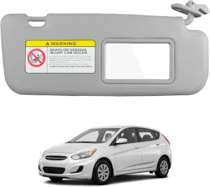 Passenger Side Sun Visor Compatible with 2011 2012 2013 2014 2015 Hyundai Accent 1E Front Right Sun Protection Shade Gray Replaces 85220-1R000