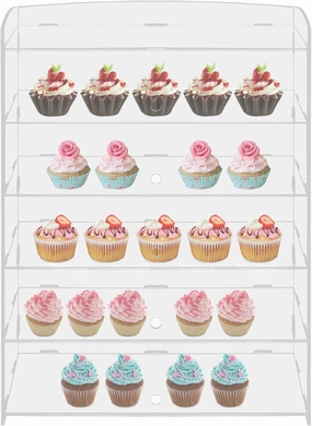 Pastry Display Case, Wall-Mounted Dustproof Showcase for Collectibles Action Figure, 4 Layers Adjustable Countertop Display, 18.7*8.46*24.4in