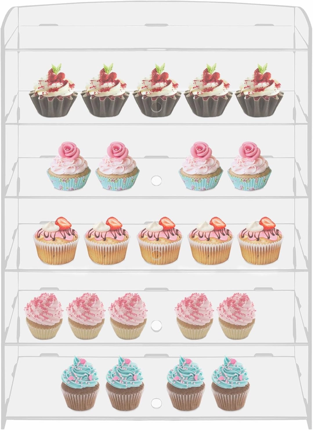 Pastry Display Case, Wall-Mounted Dustproof Showcase for Collectibles Action Figure, 4 Layers Adjustable Countertop Display, 18.7*8.46*24.4in