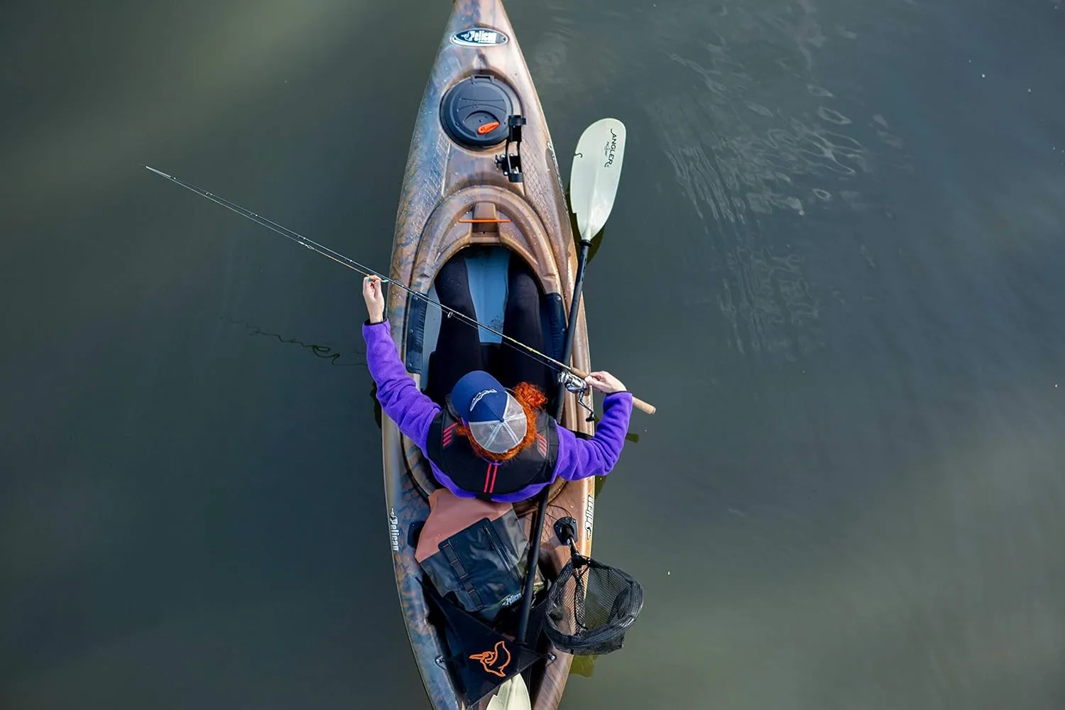 Pelican - Poseidon Angler Paddle - Aluminum Shaft with Reinforced Fiberglass Blades - Lightweight, Adjustable Kayaks Paddles - Perfect for Kayak Fishing