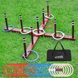Peradix Ring Toss Game for Kids, Indoor Outdoor Fun Holiday Lawn Yard Game for Family & Adults with 26 Rings, Easy Set Up Backyard Beach Outdoor Game Toys, Portable to Carry Outside Kids Camping Sport