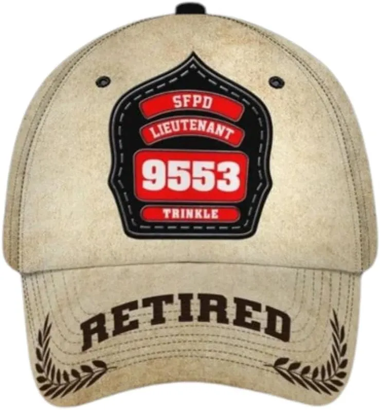 Personalized Firefighters Cap with Department, Rank, Badge Number and Your Name, Fire Dept Cap, Fireman Gifts, Firefighter Hat Men Adjustable Baseball Cap, Firefighter Father's Day Birthday