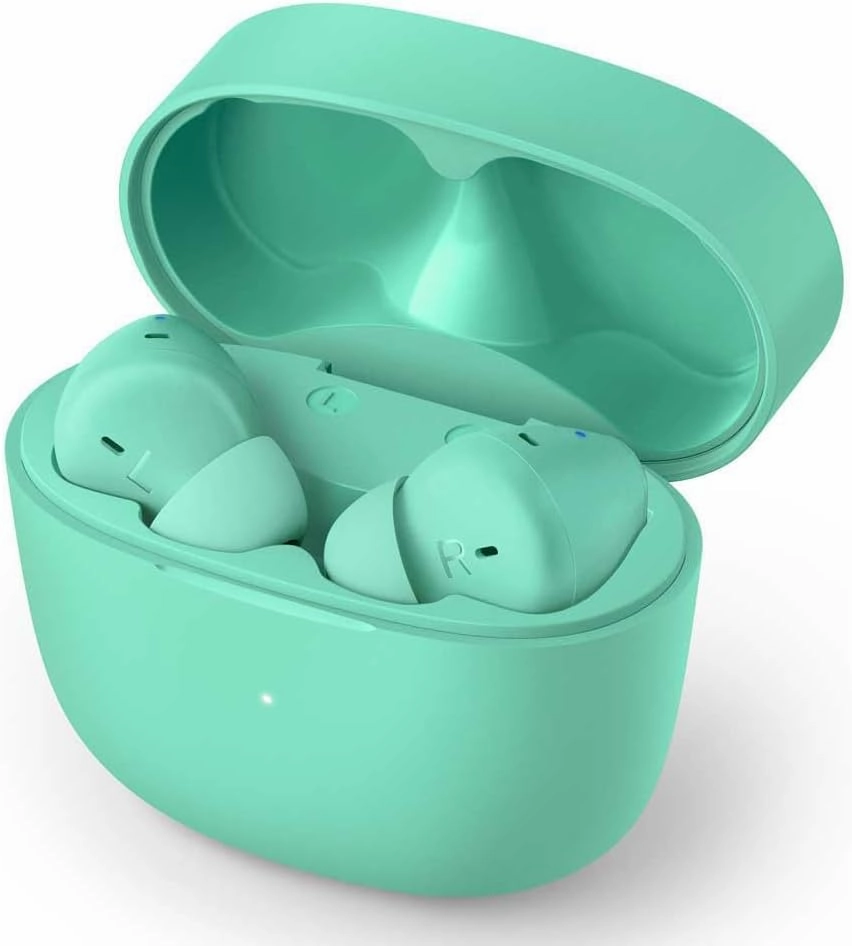 Philips True Wireless Earbuds, Splash and Sweat Resistant, Bluetooth, Up to 18 Hours Play Time, Built in Mic, Classic Design and Comfortable Fit Green
