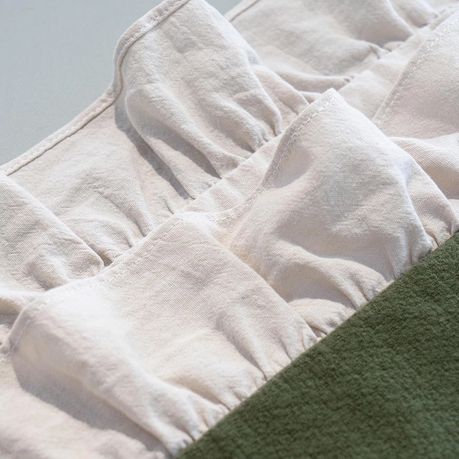 Pillow Shams Set of 2 Pure Cotton Champray Ruffled Edge,Thick and Solid Washed Dobby Heavy Fabric (Standard 20x26 inches)