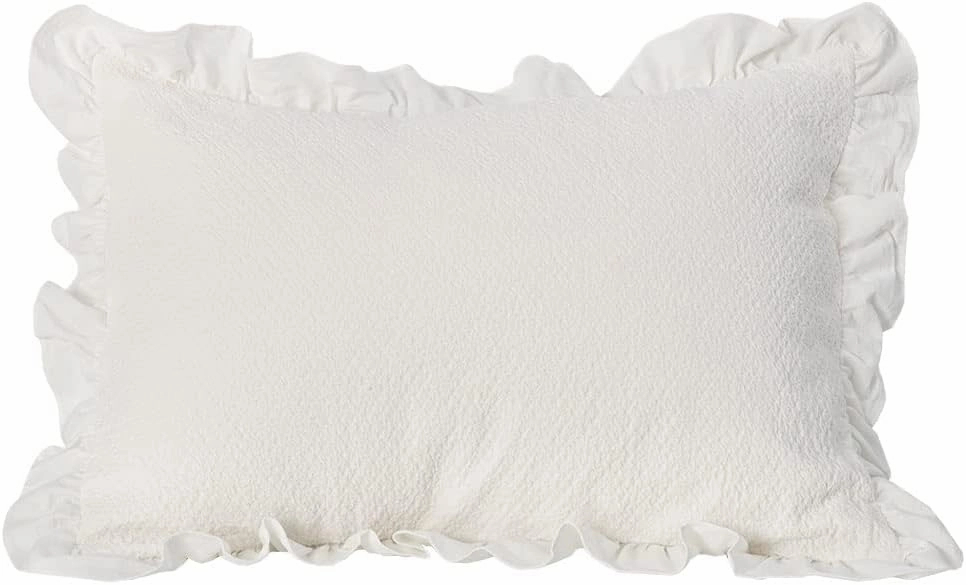 Pillow Shams Set of 2 Pure Cotton Champray Ruffled Edge,Thick and Solid Washed Dobby Heavy Fabric (Standard 20x26 inches)
