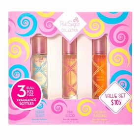 Pink Sugar Coffret 3 PC Women's Perfume Gift Set, Includes 1 Fl Oz Berry Blast, and Creamy Sunshine Eau de Toilette, Travel-Friendly