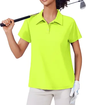 PINSPARK Women's Golf Shirt UPF 50  Polo Shirts Short Sleeve Tennis Tops Collared with 3 Button Athletic T Shirt