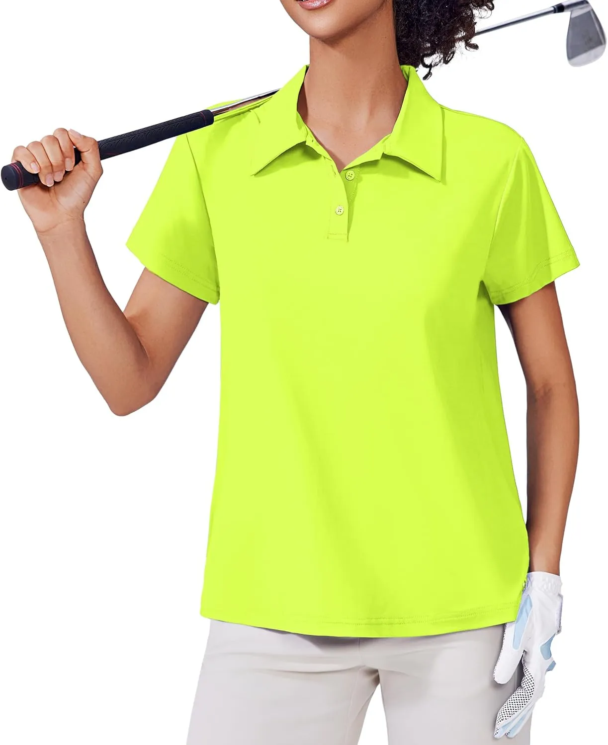 PINSPARK Women's Golf Shirt UPF 50  Polo Shirts Short Sleeve Tennis Tops Collared with 3 Button Athletic T Shirt