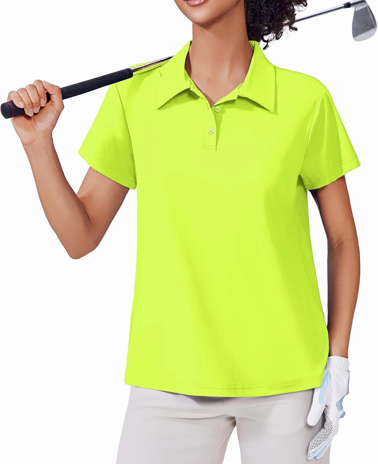 PINSPARK Women's Golf Shirt UPF 50  Polo Shirts Short Sleeve Tennis Tops Collared with 3 Button Athletic T Shirt