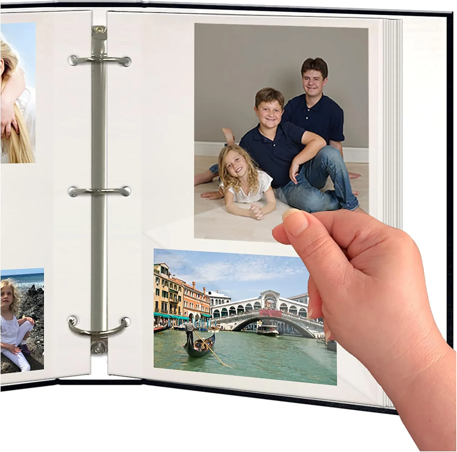Pioneer Photo Albums Magnetic Self-Stick 3-Ring Photo Album 100 Pages (50 Sheets), Navy Blue