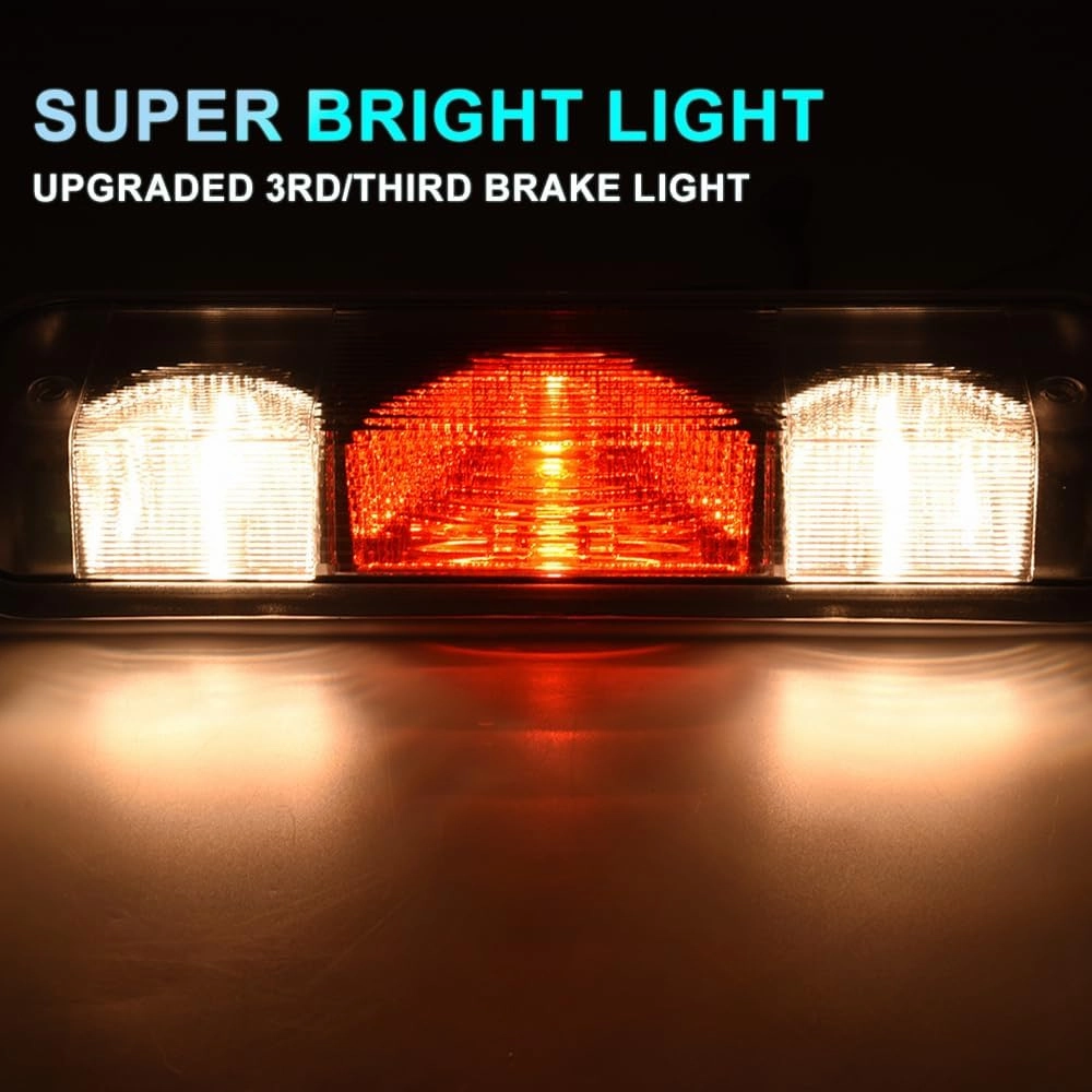 PIT66 3rd Brake Light Compatible with 2004-2008 Ford F150 High Mount Center Rear Roof Third Cargo Light Parking Light Halogen Clear/Red Lens Tercera luz de freno