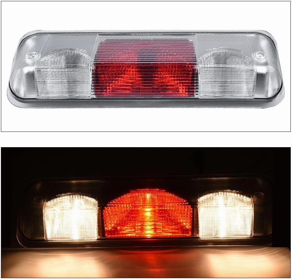 PIT66 3rd Brake Light Compatible with 2004-2008 Ford F150 High Mount Center Rear Roof Third Cargo Light Parking Light Halogen Clear/Red Lens Tercera luz de freno