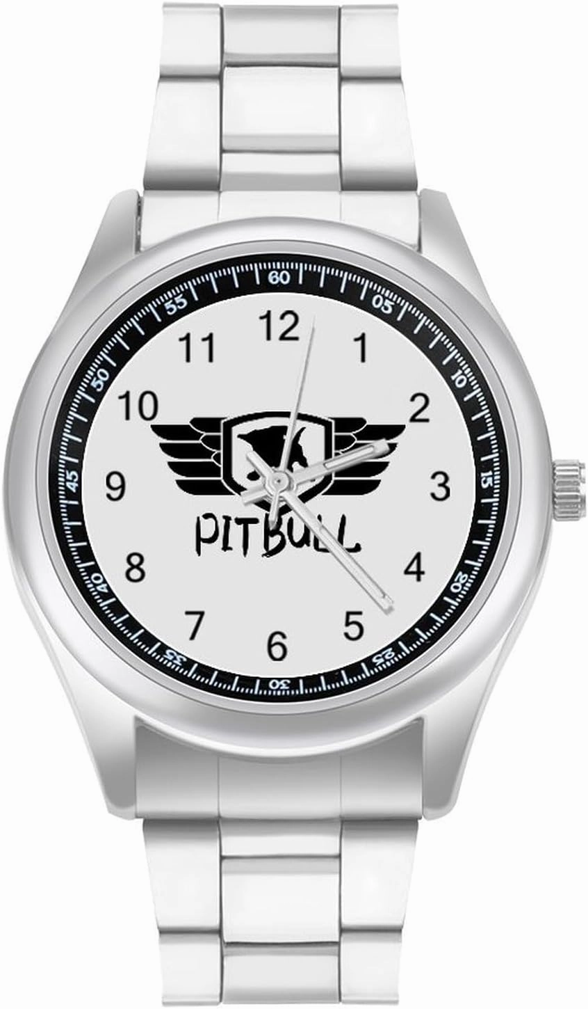 Pit Bull Dog Logo Casual Wrist Watches for Men Classic Business Dress Watch Big Face for Work Gym