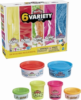 Play-Doh Slime Compound Variety 6-Pack with Play-Doh: Foam, Super Cloud, Krackle, Super Stretch, Preschool Toys for 3 Year Old Boys & Girls & Up