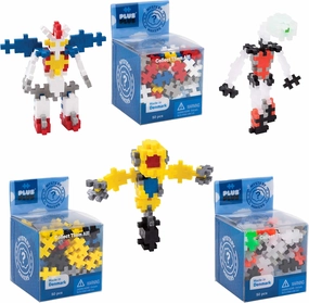 PLUS PLUS – Set of 3 Mystery Makers – Robots, Bundle 2 – Construction Building STEM | STEAM Toy, Interlocking Mini Puzzle Blocks for Kids