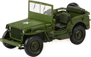 POCO DIVO Diecast 1/18 Tactical Vehicle, US Army Willys MB, Metal Military Retro Utility Truck, Alloy WWII Battlefield Car, Action Play Toy Classic Scale Model, Kids Boys Gift Adult Craft Collection