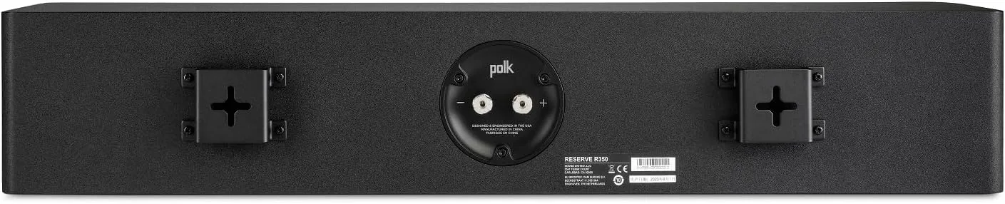Polk Audio Reserve Series R350 Slim Center Channel Loudspeaker, Doubles as Left/Right Surround Speaker, 1" Pinnacle Ring Tweeter & Four 4" Turbine Cone Woofers, Dolby Atmos & IMAX Enhanced, Black