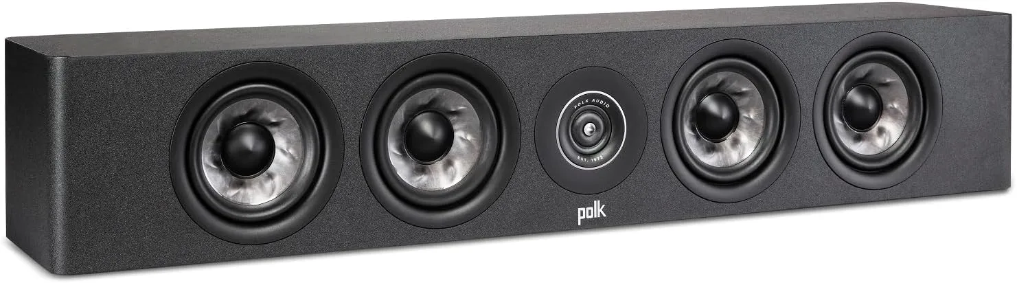 Polk Audio Reserve Series R350 Slim Center Channel Loudspeaker, Doubles as Left/Right Surround Speaker, 1" Pinnacle Ring Tweeter & Four 4" Turbine Cone Woofers, Dolby Atmos & IMAX Enhanced, Black